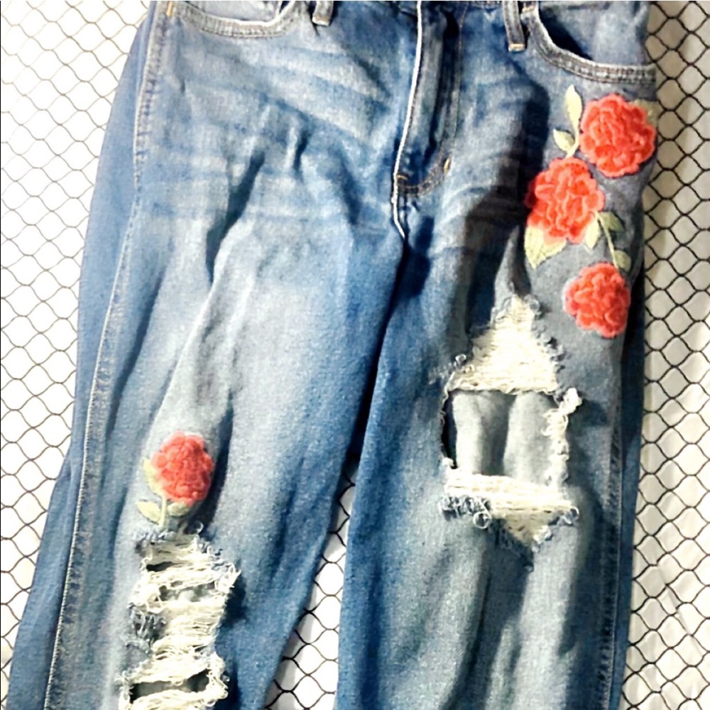 Ripped Rose Hollister jeans